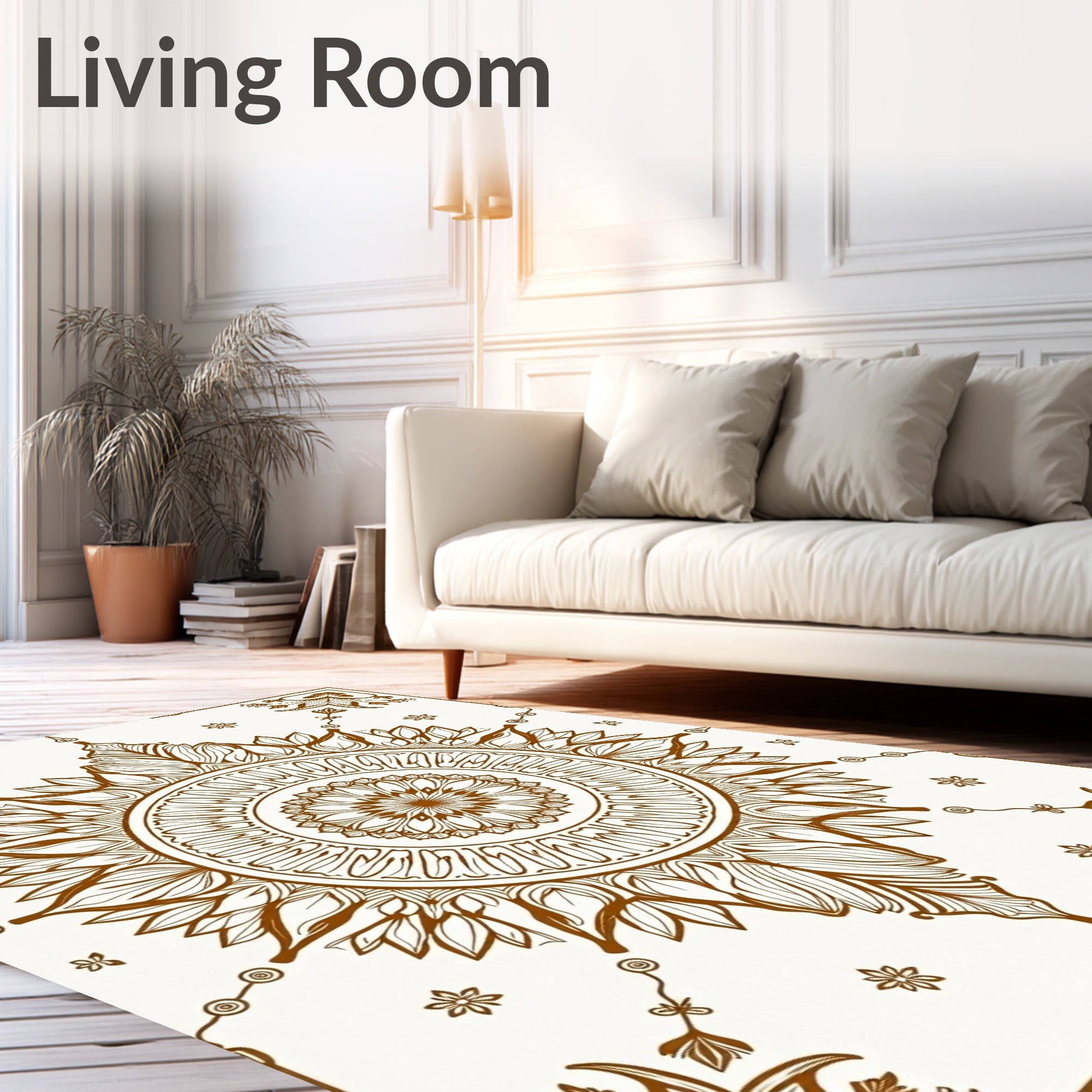 Brown Floral Sunburst Medallion Rug