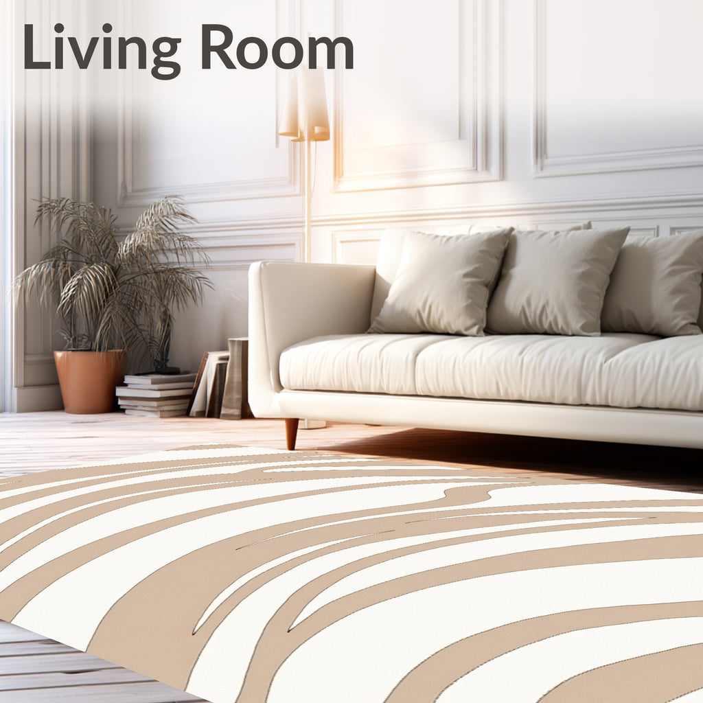 Neutral Abstract Zebra Stripe Rug