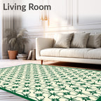 Emerald Floral Lattice With Stars Rug