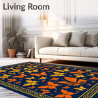 Orange Yellow Butterfly Garden Rug