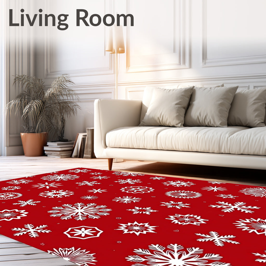 Red Festive Snowflake Assortment Rug