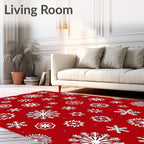 Red Festive Snowflake Assortment Rug