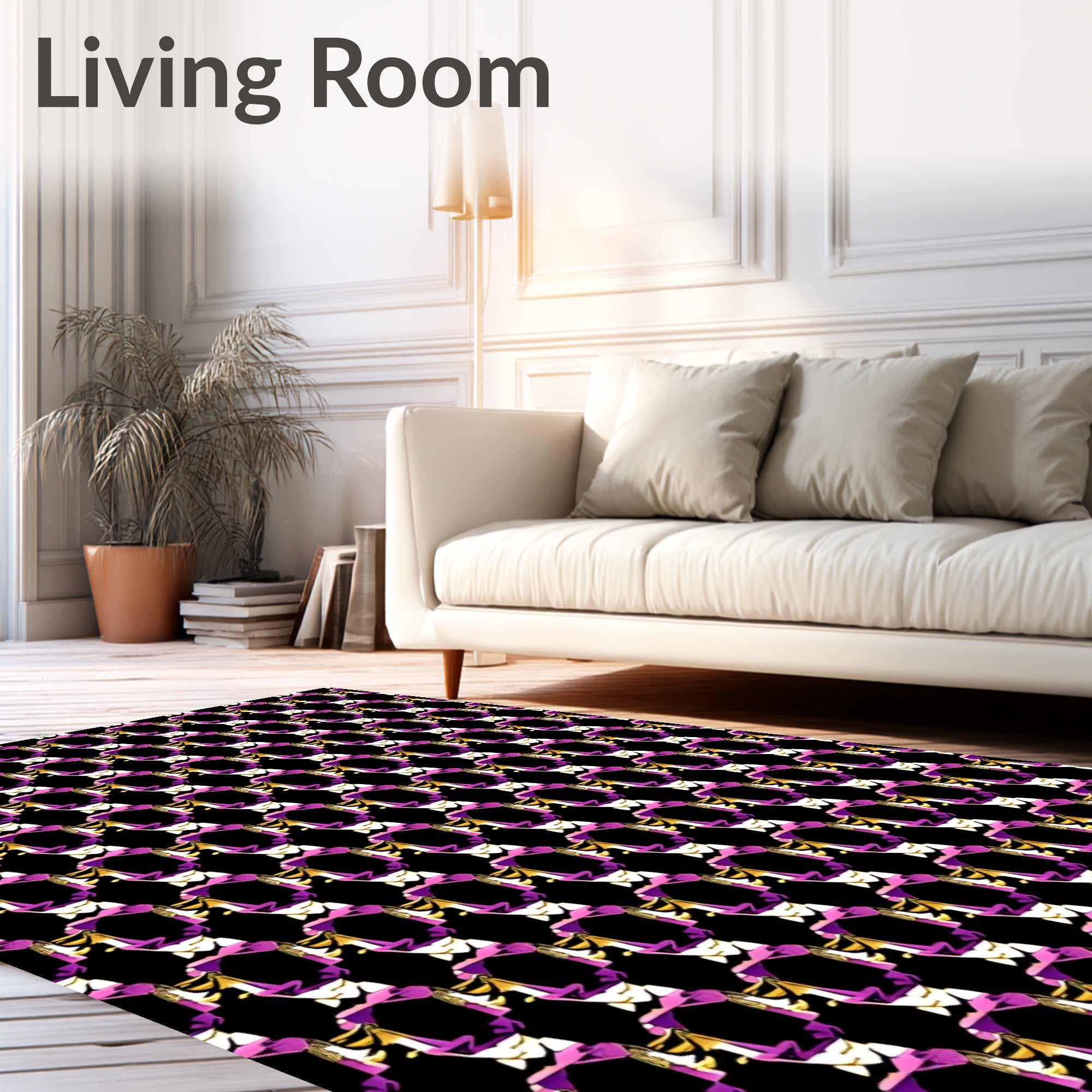 Glamorous Violet Faceted Gemstone Repeat Rug