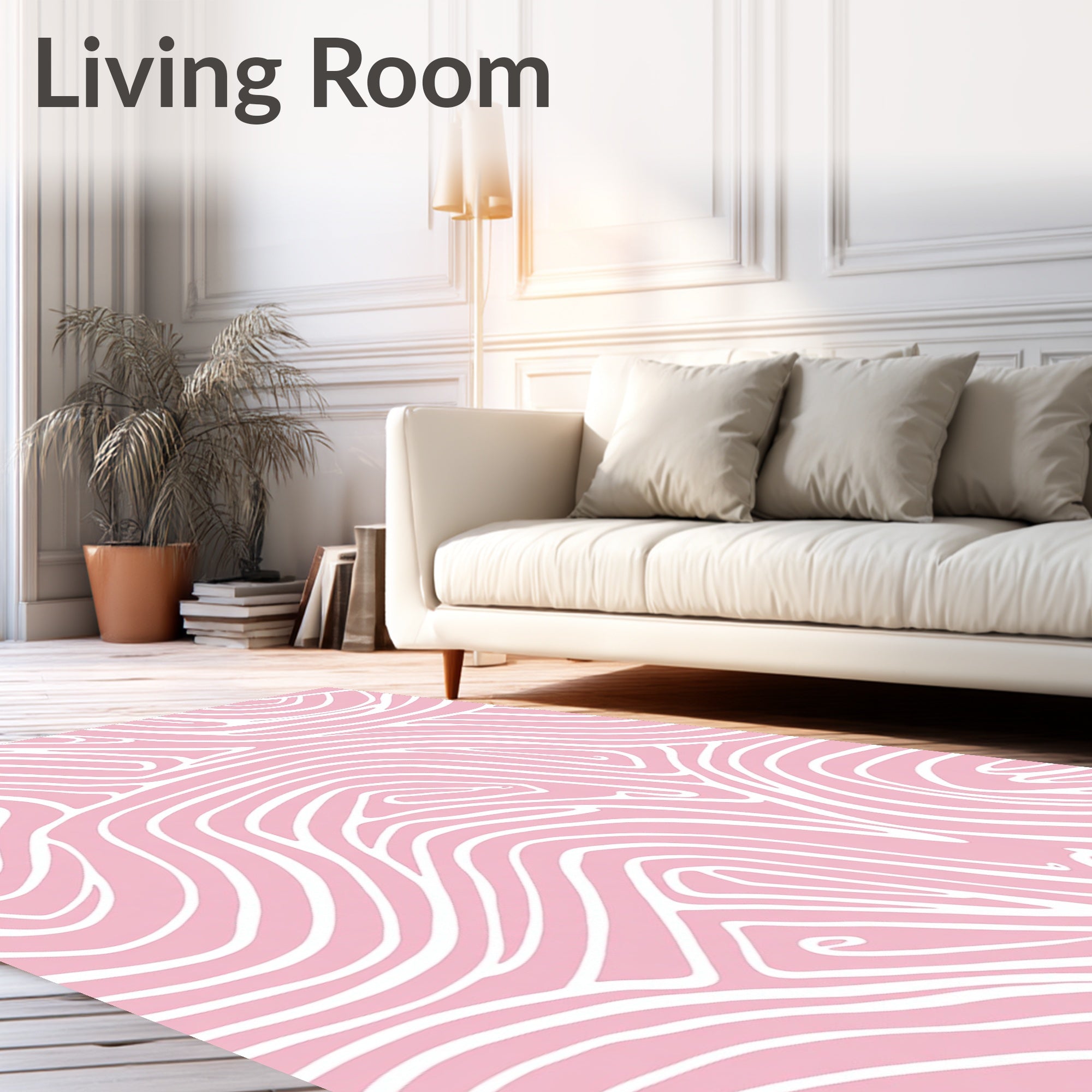 Soft Pink Swirling Lines Rug