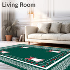 Festive Green Bell Border Rug