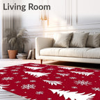Classic Red Snowfall Tree Rug