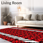 Bold Red Black Interlocking Bands Rug