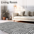 Black and White Geometric Lattice Rug
