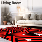 Crimson Maze White Pine Trees Rug