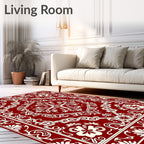 Rich Red Floral Medallion Ornament Rug