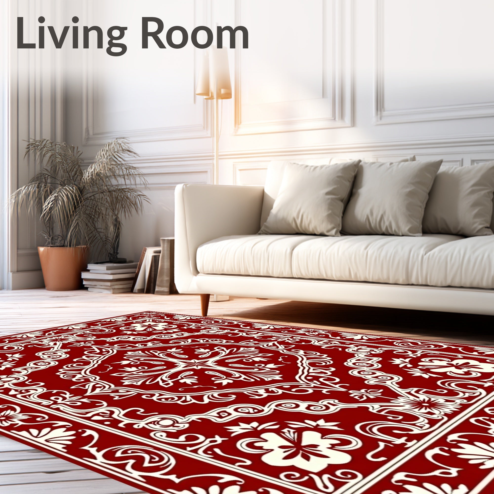 Rich Red Floral Medallion Ornament Rug