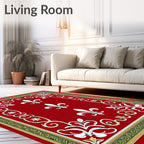 Regal Red Fleur-de-lis Border Rug