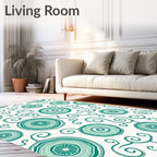 Teal Wood Grain Swirl Abstract Rug