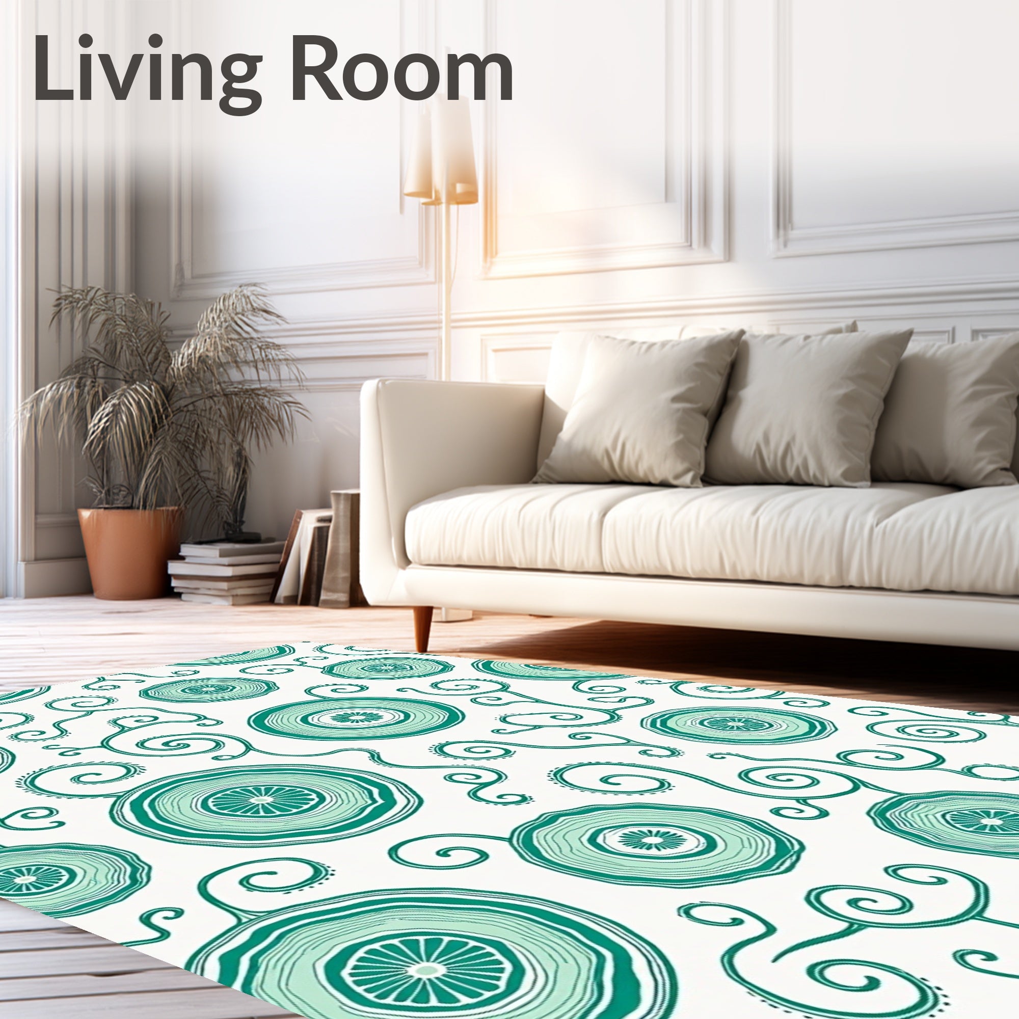 Teal Wood Grain Swirl Abstract Rug