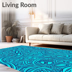 Oceanic Blue Swirling Organic Lines Rug