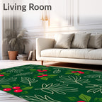 Holiday Holly Berry Leaf Garland Rug