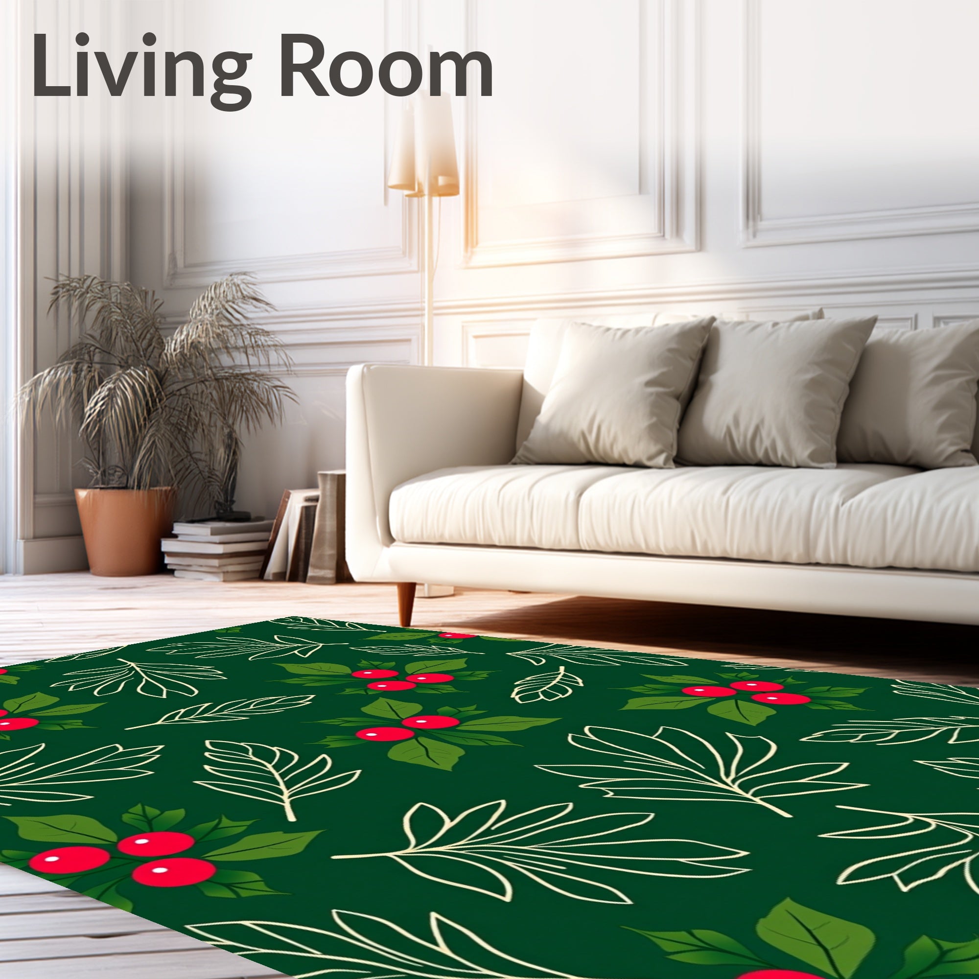 Holiday Holly Berry Leaf Garland Rug