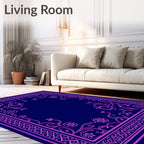 Vibrant Pink Floral Vine Border Rug