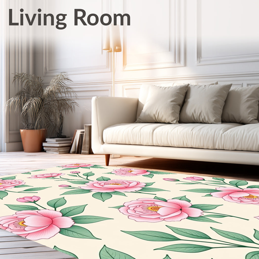 Pretty Pink Peony Botanical Garden Rug
