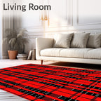 Bold Red Black Plaid Lines Rug