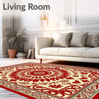 Vintage Red Floral Sunburst Rug