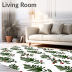 Green Sprig Red Berry Garland Rug