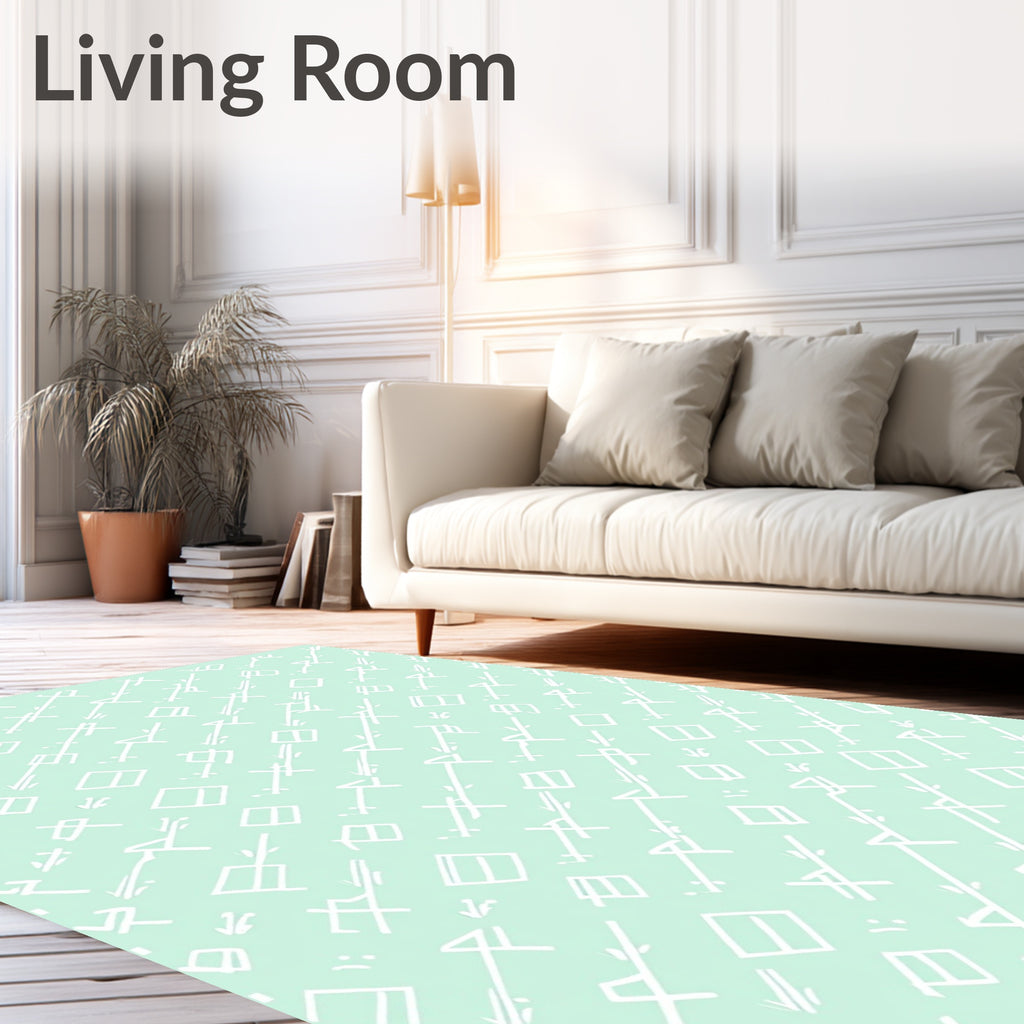 Pale Mint Linear Symbols Rug