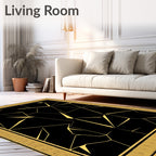 Golden Black Shattered Geometric Rug