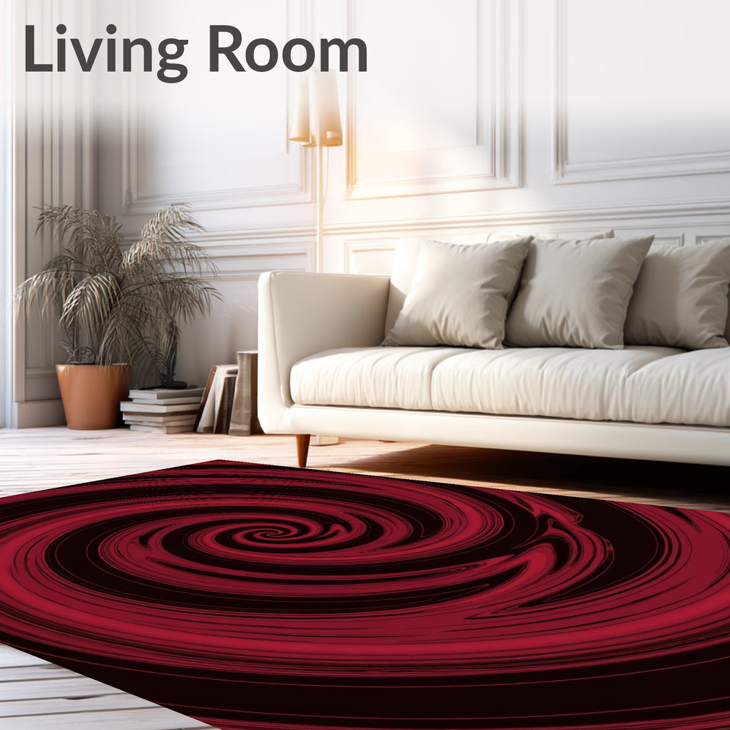 Crimson Swirl Vortex Rug