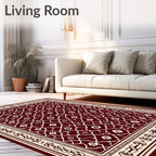 Deep Red Lattice Floral Medallion Rug
