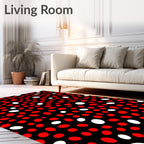 Retro Red White Polka Dot Rug
