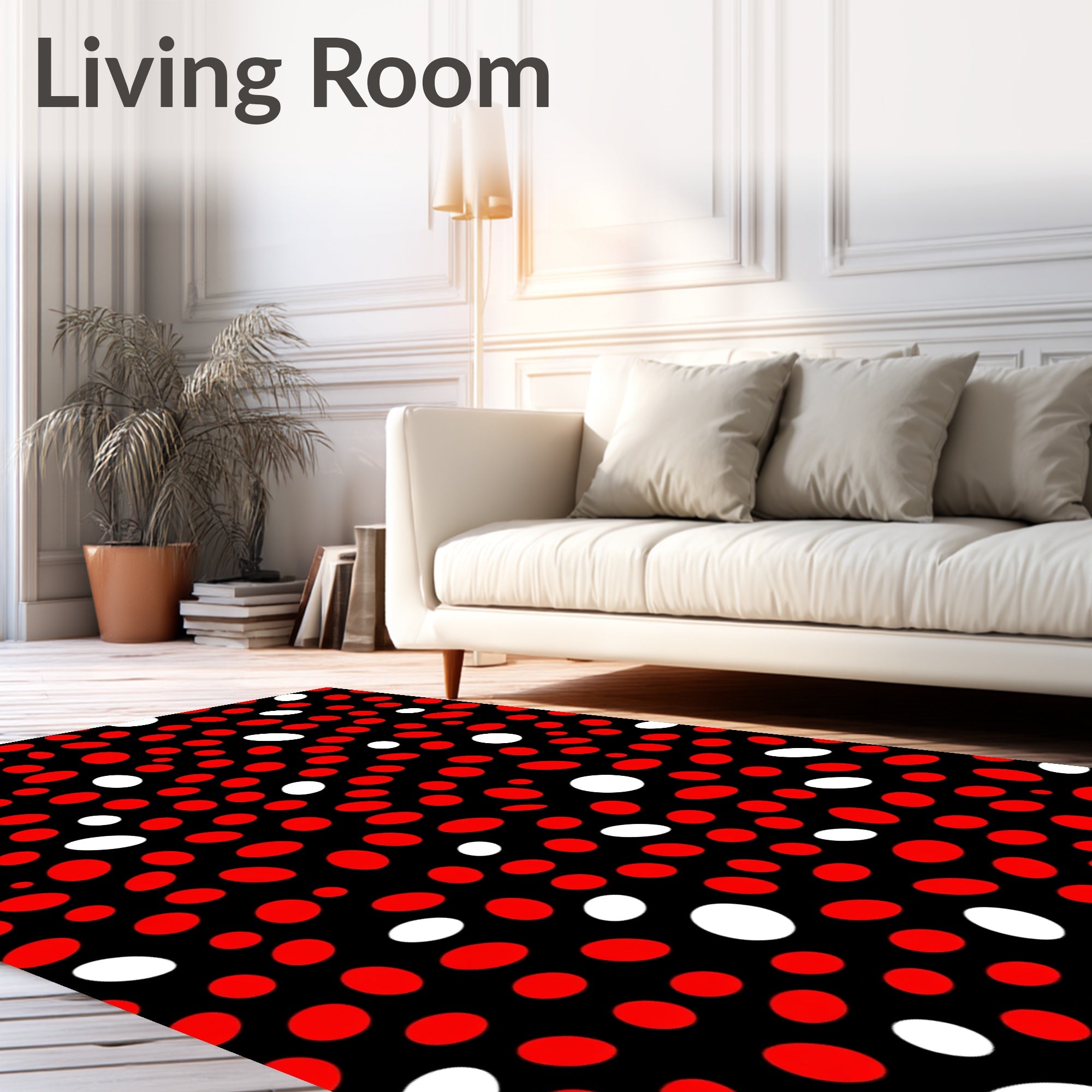 Retro Red White Polka Dot Rug