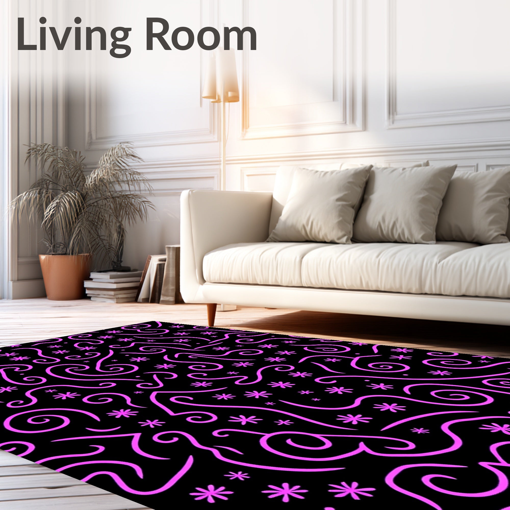 Whimsical Pink Swirl Starburst Rug