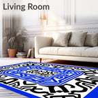 Bold Blue Abstract Geometric Overlay Rug