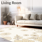 Cream Daisy Border Botanical Accent Rug