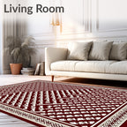 Deep Red Geometric Abstract Square Rug
