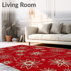 Lush Red Golden Floral Garden Rug