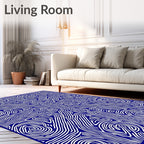 Deep Blue Woven Lines Mandala Rug