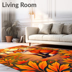 Enchanting Autumn Fox Woodland Scene Rug