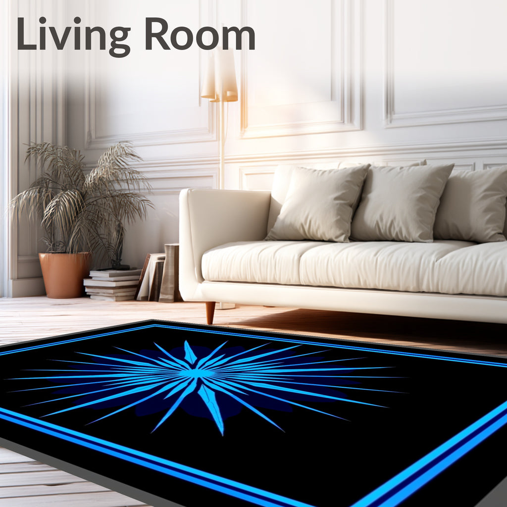Electric Blue Starburst Frame Rug