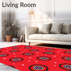 Red Flower Medallion Polka Dot Rug