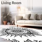 Monochromatic Floral Medallion Sunburst Rug