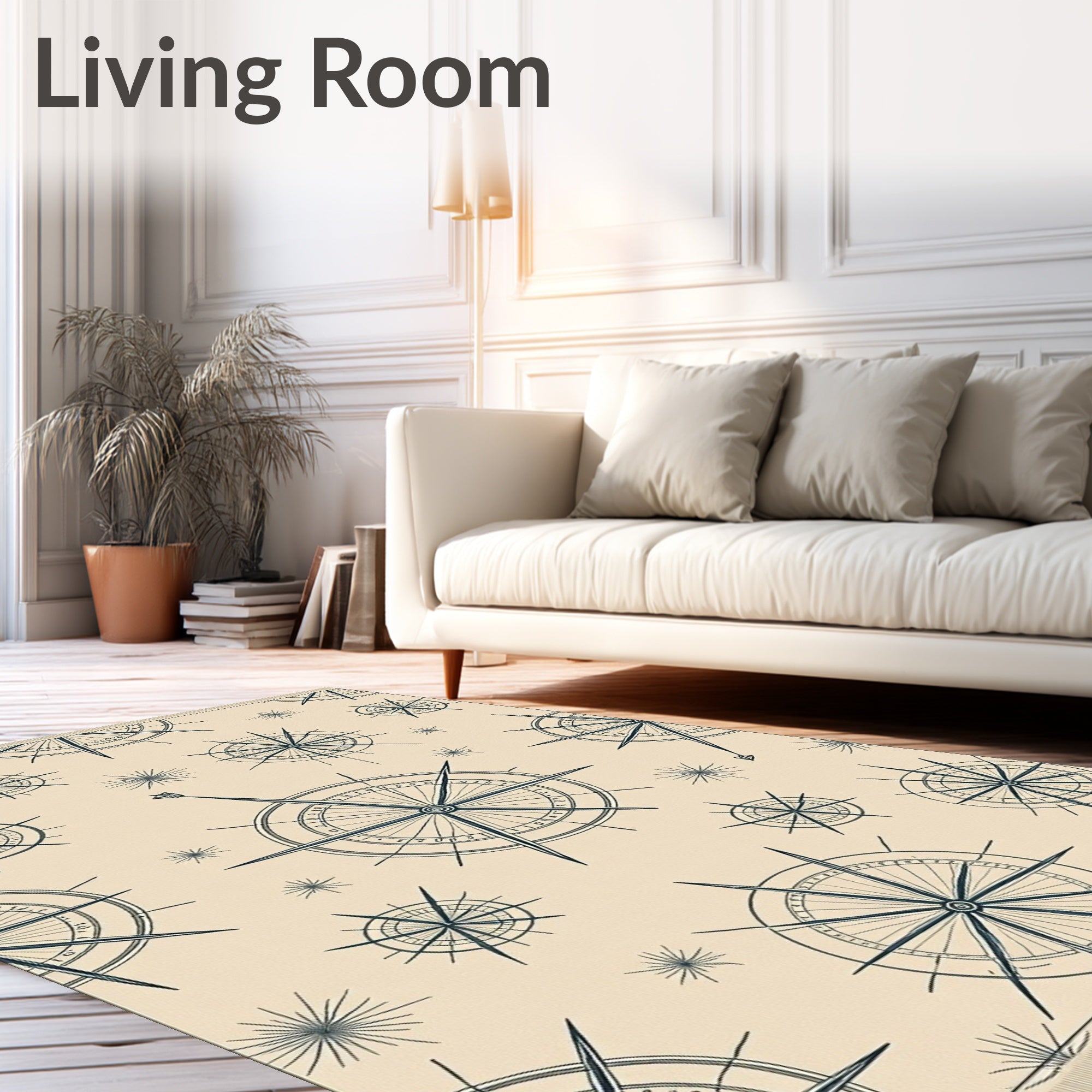 Nautical Compass Rose Cream Rug