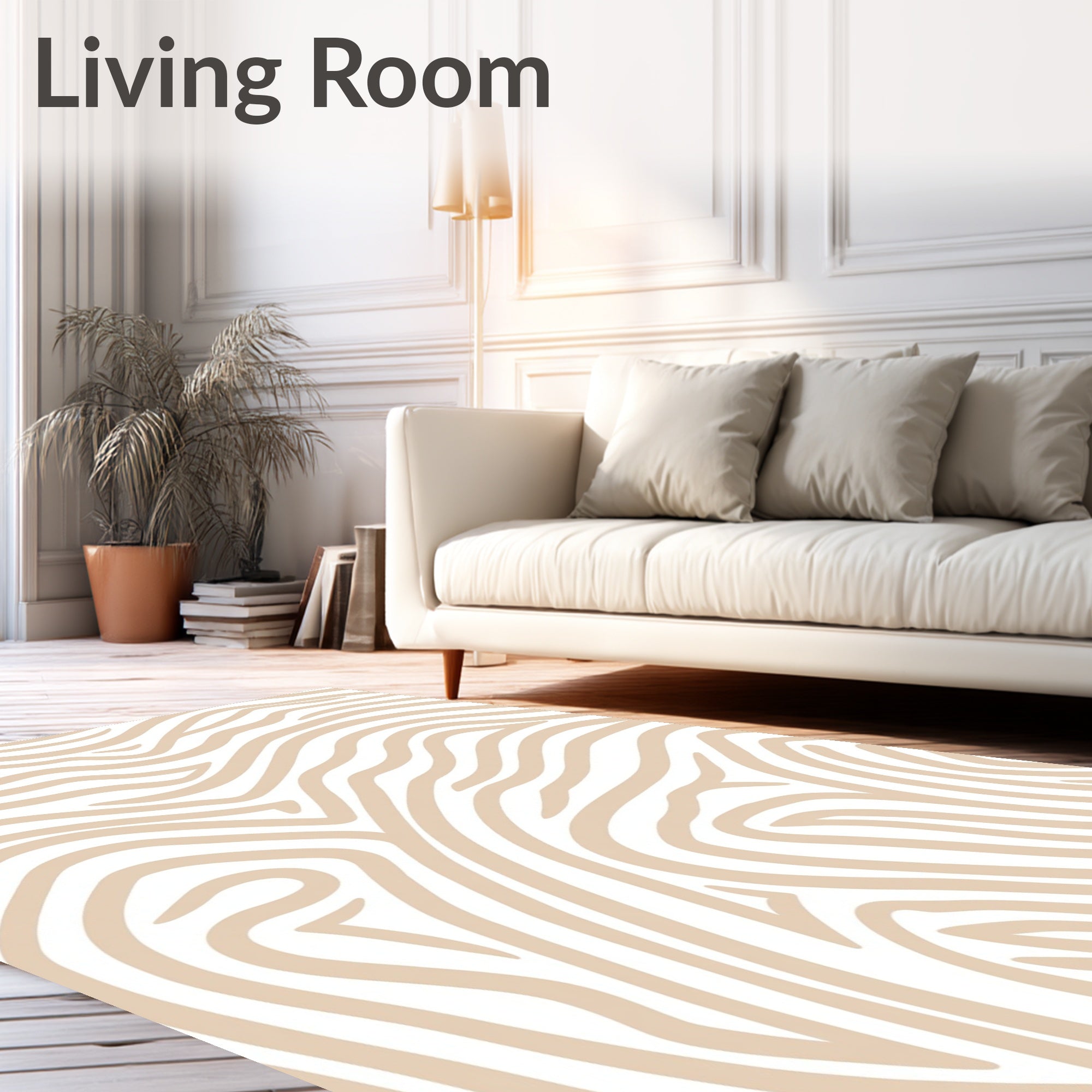 Nude Beige Zebra Swirl Rug