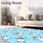 Jolly Snowman Holiday Blue Swirl Rug