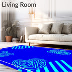 Retro Blue Abstract Swirls Rug
