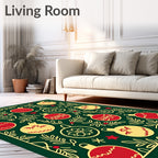 Festive Red Yellow Christmas Ornaments Rug
