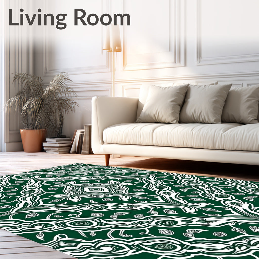 Emerald White Foliage Arabesque Rug