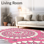 Pink Ivory Mandala Art Rug