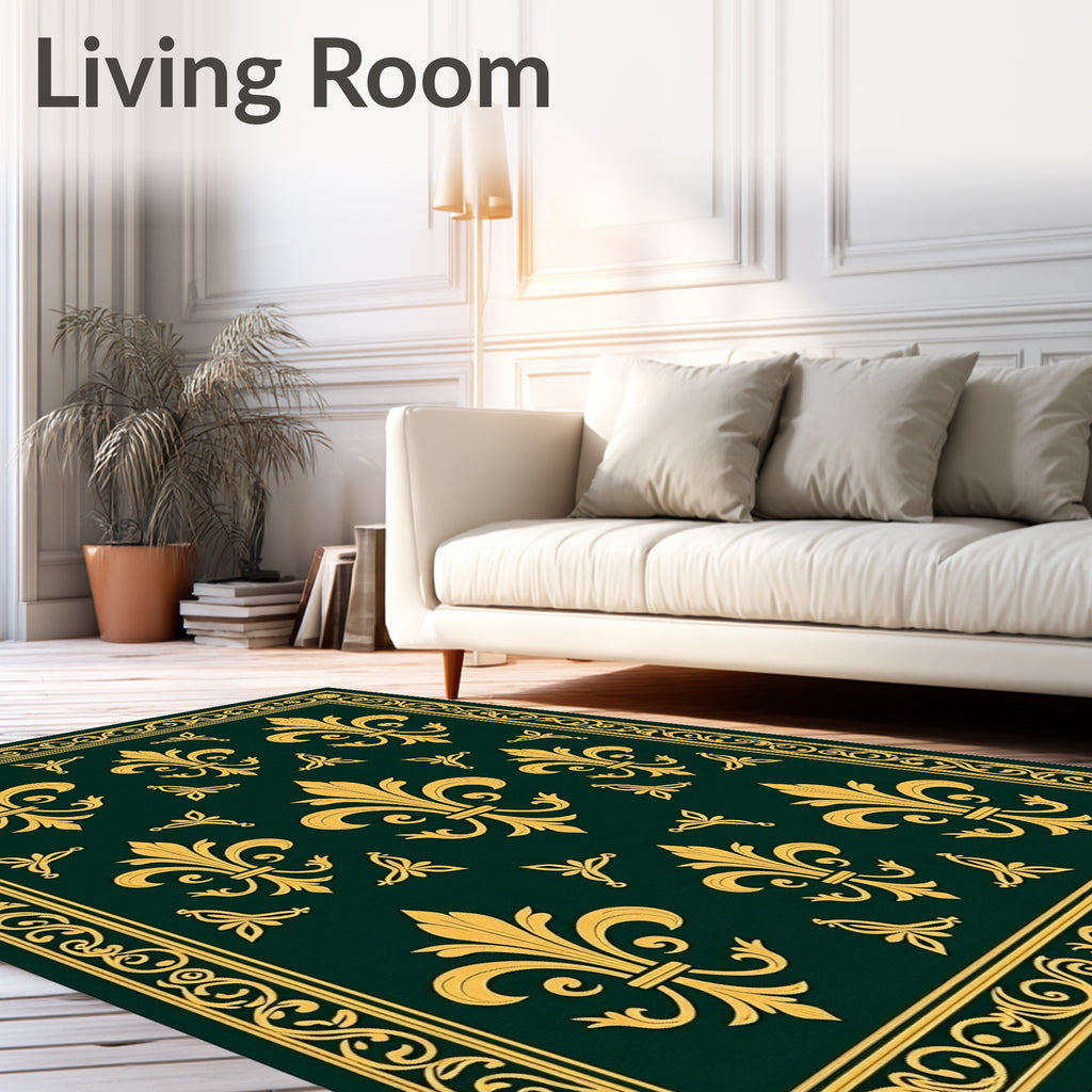 Grand Fleur-de-Lis Emerald Garden Rug